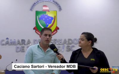 Vereador do Poder Legislativo de Palmitos, Caciano Sartori (MDB),   fala sobre recursos o município de Palmitos