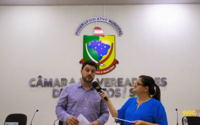 Vereador e Presidente do Partido do PP Rafael Dutra Dacroce concede entrevista.