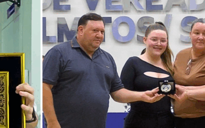 Legislativo de Palmitos Homenageia Atleta Mundial e Empresário Destaque em Sessão Solene