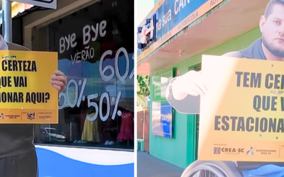 Secretário de Indústria, Comércio, Serviços e Turismo, Gelson Bridi, fala sobre as placas sinalizadoras de estacionamento para idosos e deficientes físicos